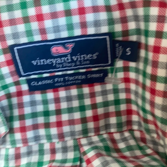 Vineyard vines Tin one pocket plaid green and red long sleeves shirt men’s Small - Picture 2 of 13